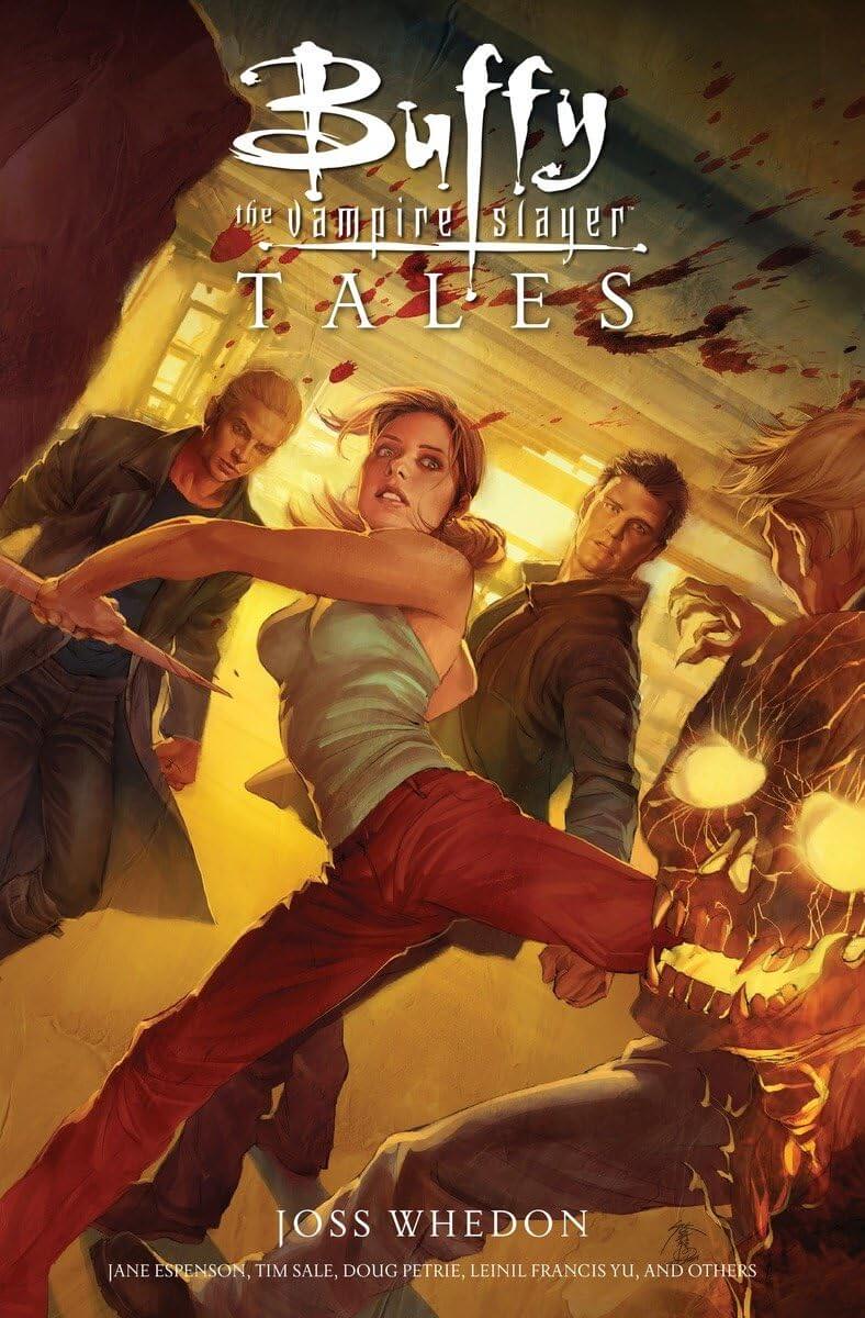 Book cover of 'Buffy the Vampire Slayer Tales' with characters in a dramatic scene.