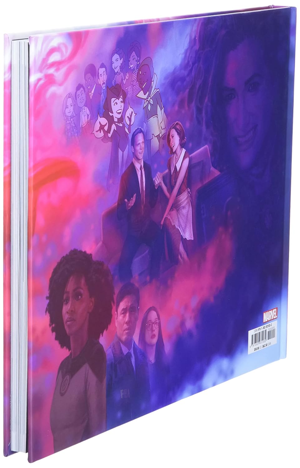 Colorful book cover with artistic illustrations of people and flowers on a purple background