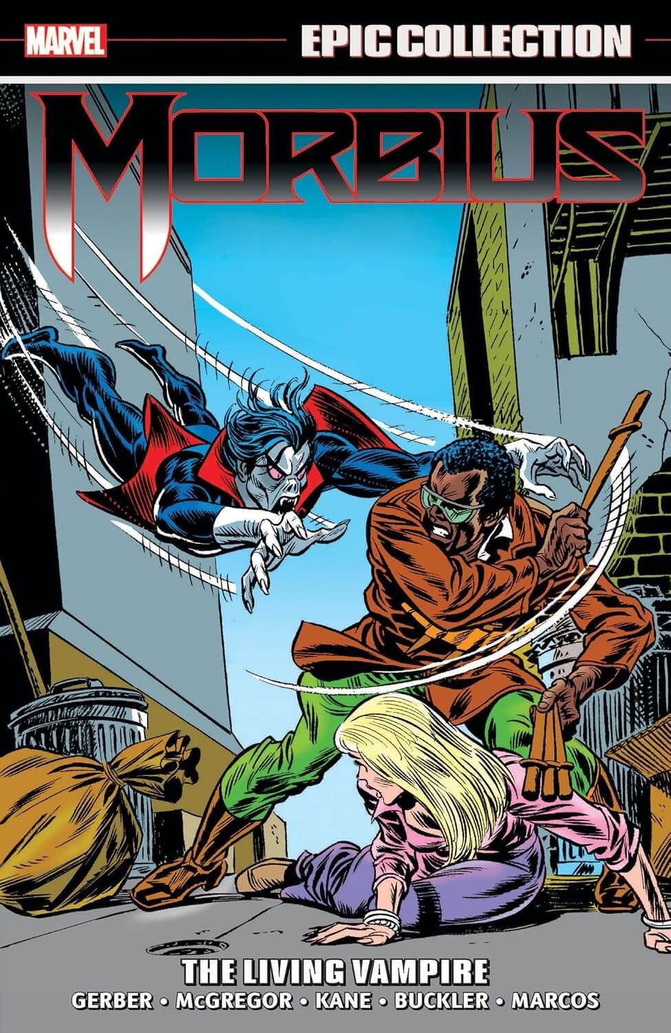 Marvel Epic Collection Morbius comic book cover, featuring illustrated cover art with the title 'Morbius' at the top and the subtitle 'The Living Vampire' at the bottom.