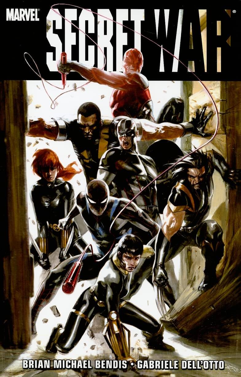 Comic book cover featuring superhero characters with 'Marvel Secret War' title
