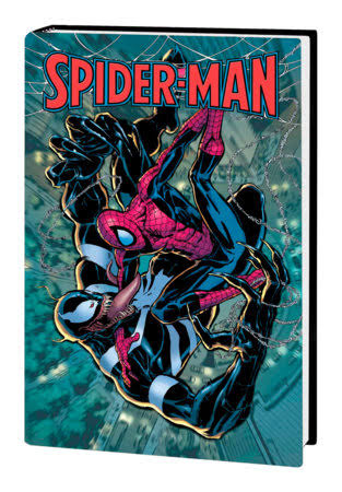 Spider-Man comic book cover with dynamic pose on a blue and black background