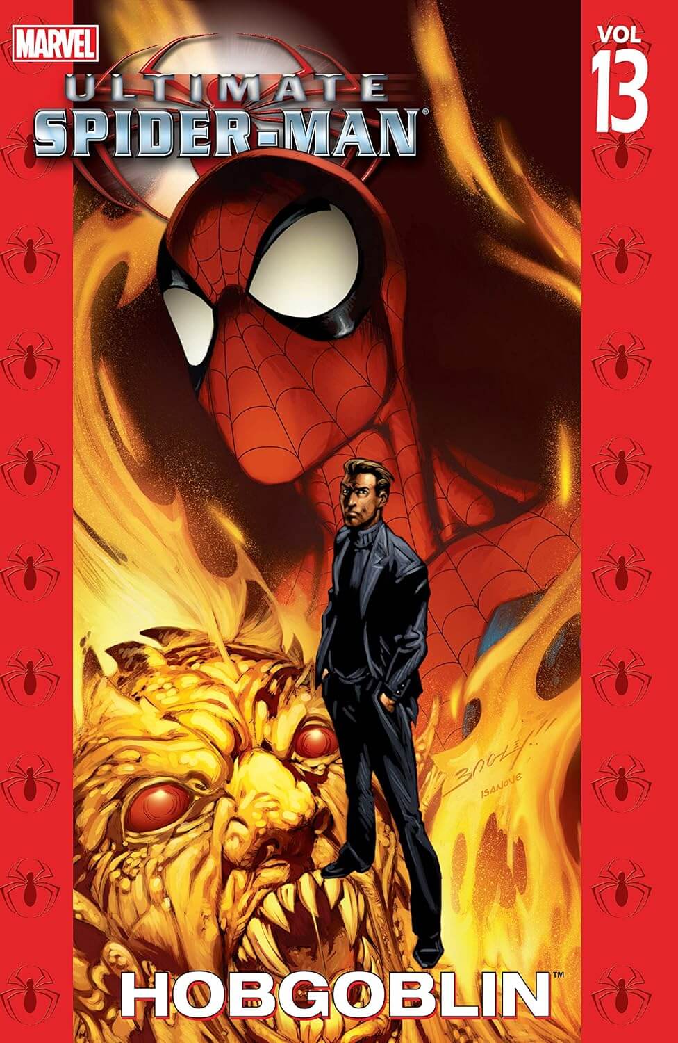 Cover of 'ULTIMATE SPIDER-MAN TP VOL 13 HOBGOBLIN' featuring Spider-Man and the character Hobgoblin in a dynamic pose with a fiery background.