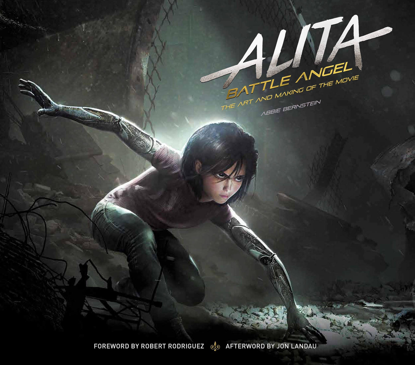 Cover of the book 'Alita Battle Angel Art & Making of Movie HC' featuring a stylized illustration of a female cyborg in a combat setting.
