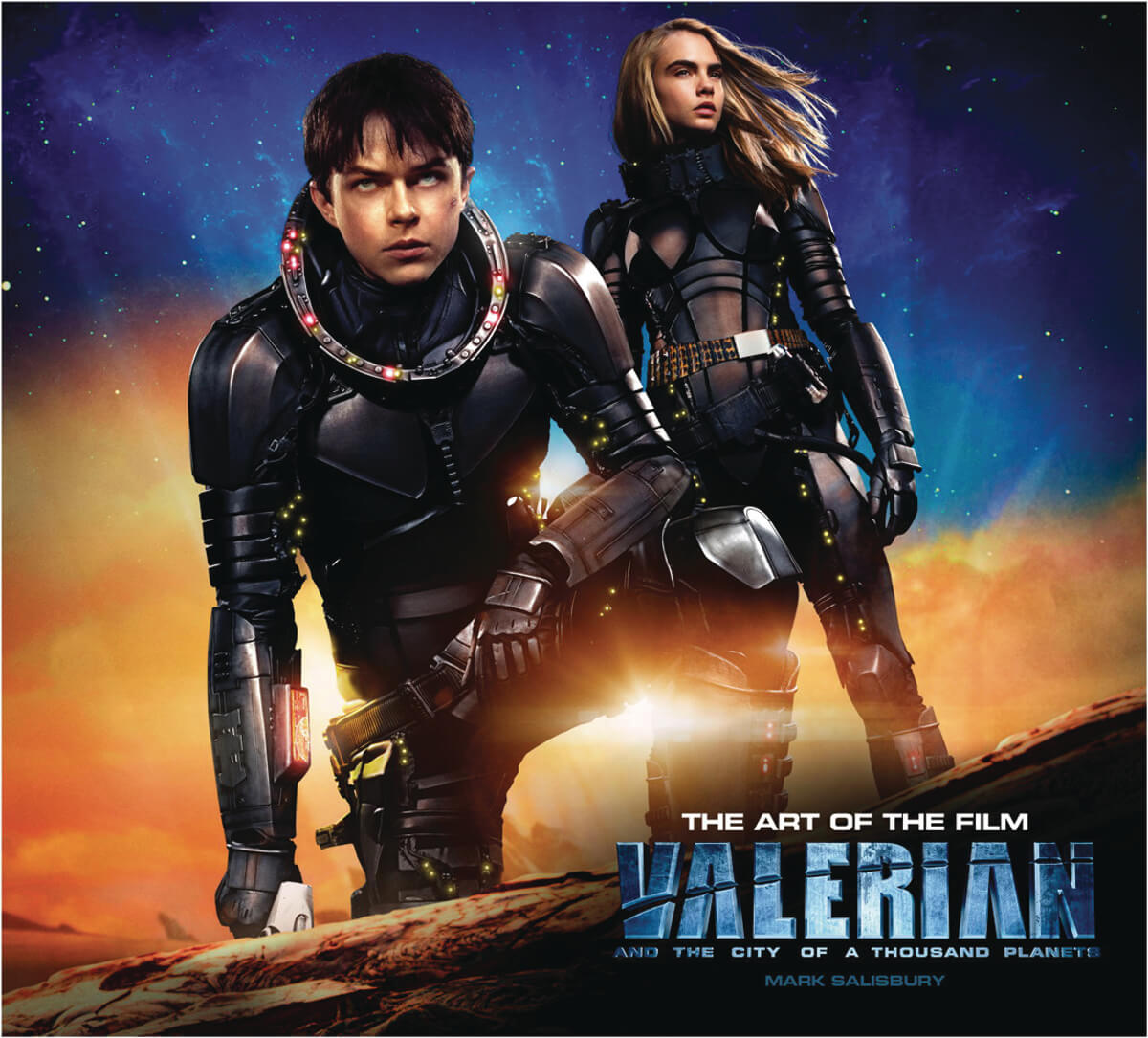 Cover of 'The Art of Valerian: City of a Thousand Planets' featuring portraits of the main characters Valerian and Laureline with a stylized background.