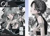 Illustrations of a woman with floral and black and white design elements, featuring the brand 'kiroch'.