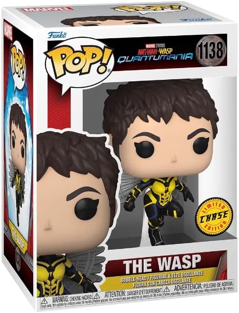 Funko Pop! Marvel Cinematic Universe The Wasp limited choice edition vinyl figure in its original window box packaging, featuring the character in a yellow and black suit.
