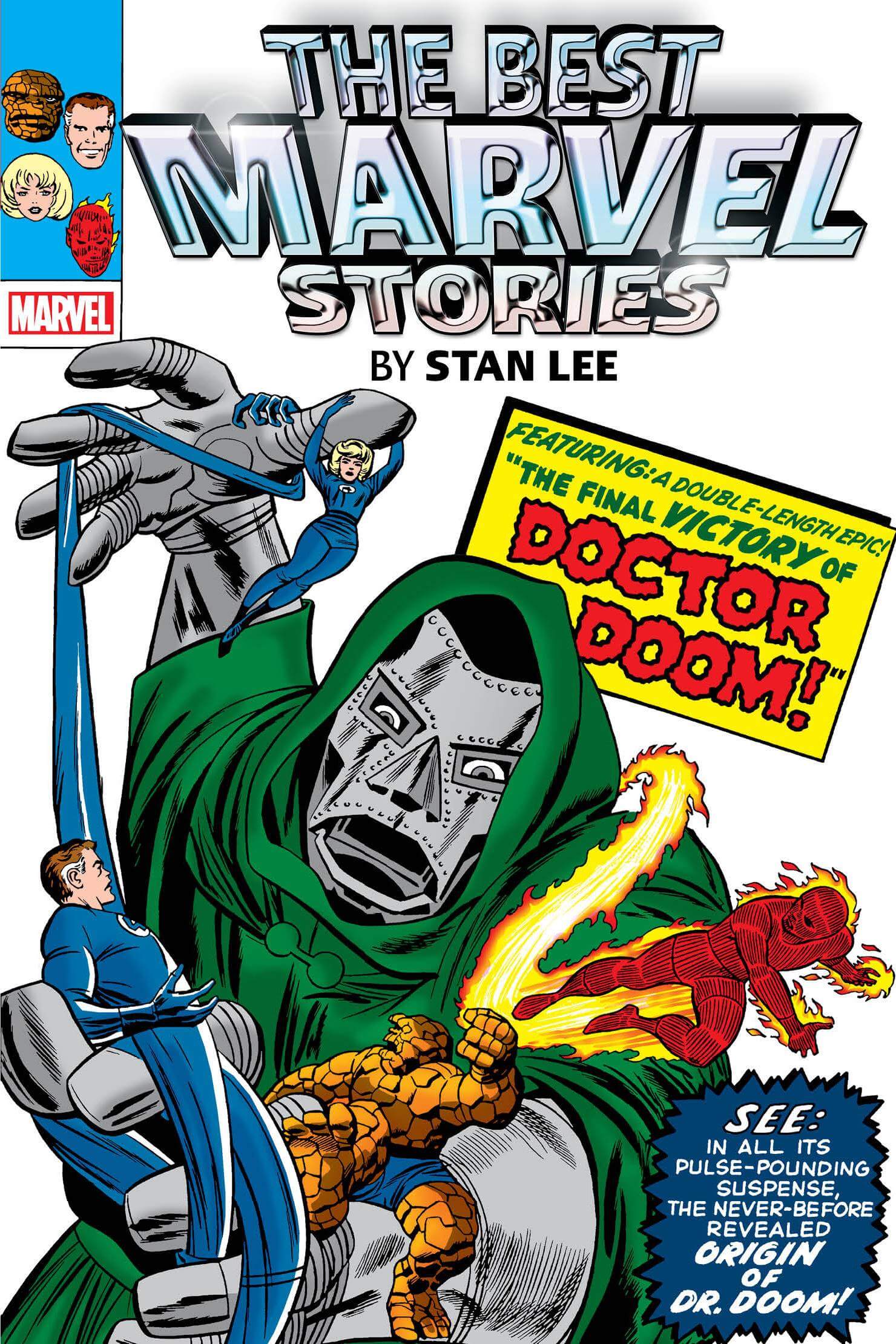 Cover of the 'Marvel Stories by Stan Lee' omnibus book featuring various Marvel characters, with a focus on Stan Lee's signature. The cover depicts characters like Spider-Man, Iron Man, and the Hulk in action.