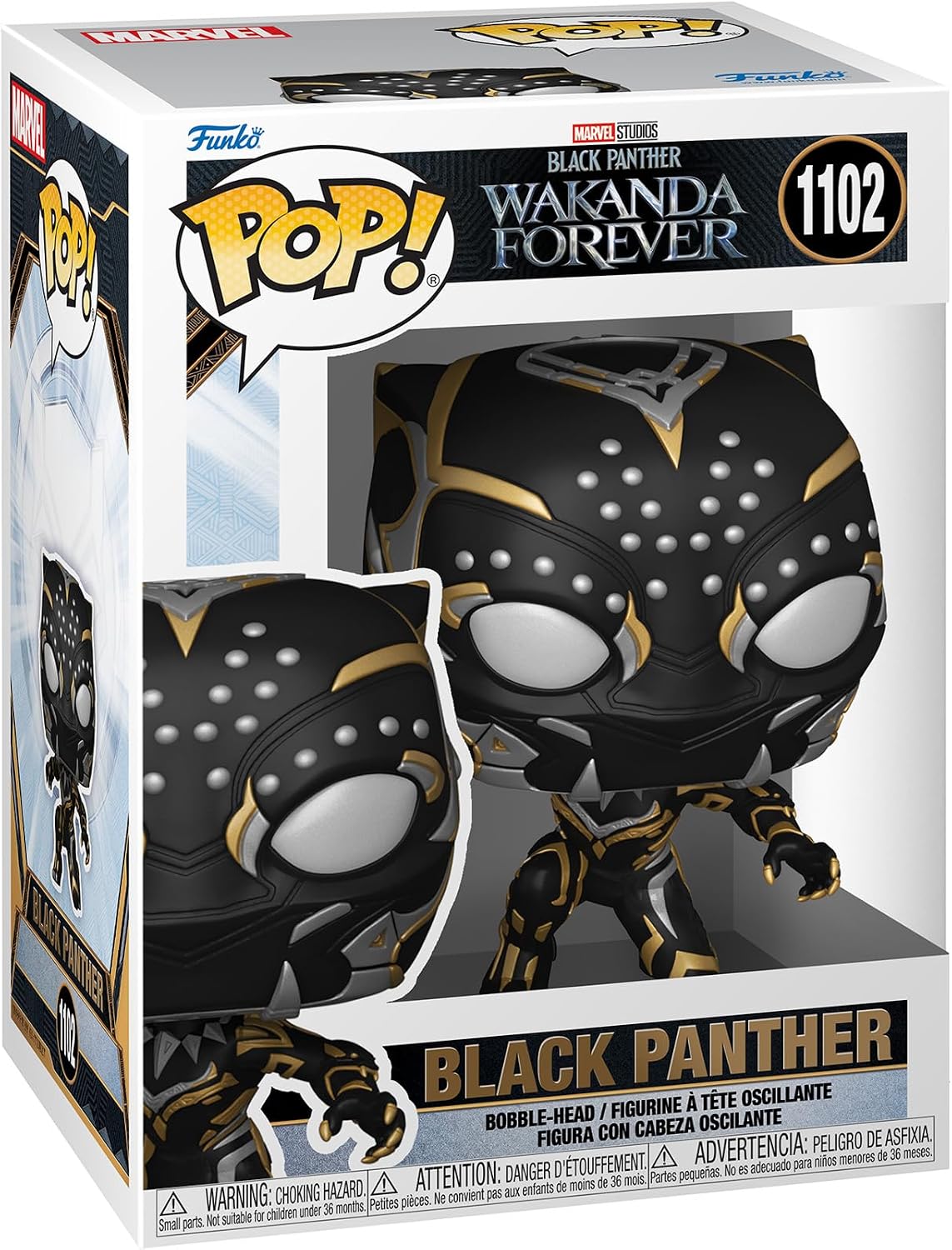 Funko Pop! Black Panther figure packaging with Wakanda Forever branding