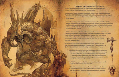 Illustration of a dragon-like creature with text on a sepia-toned background
