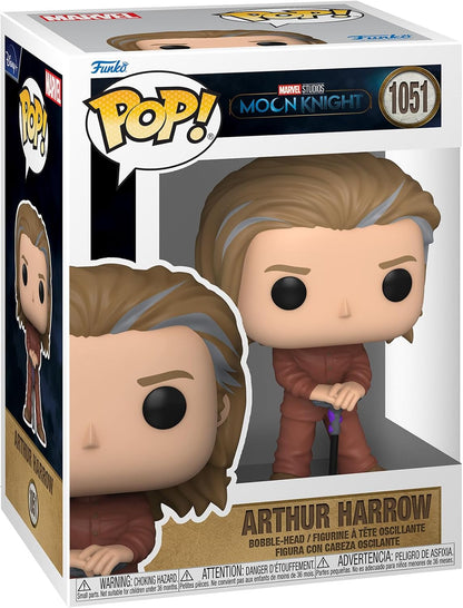 Funko Pop! vinyl figure of Arthur Harrow from Marvel's Moon Knight, number 1051, shown in its original window box packaging.