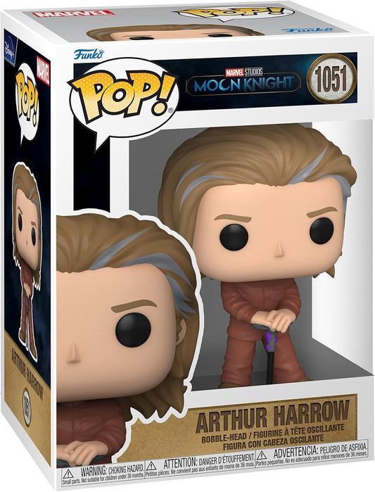 Funko Pop! vinyl figure of Arthur Harrow from Marvel's Moon Knight, number 1051, shown in its original window box packaging.