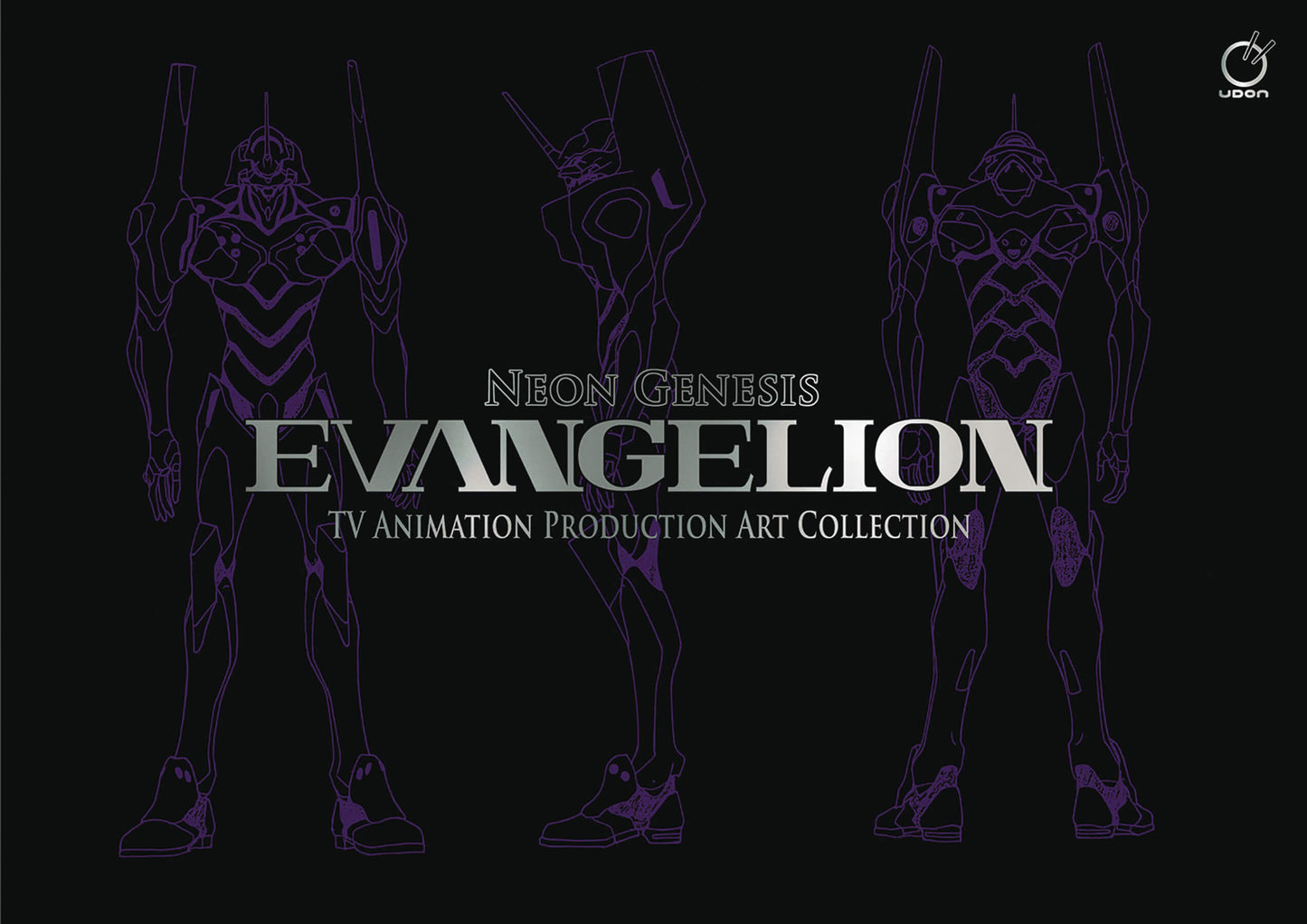 Cover of the book 'Neon Genesis Evangelion: TV Animation Production Art Collection' featuring a stylized, purple-toned illustration of an angel character from the series.