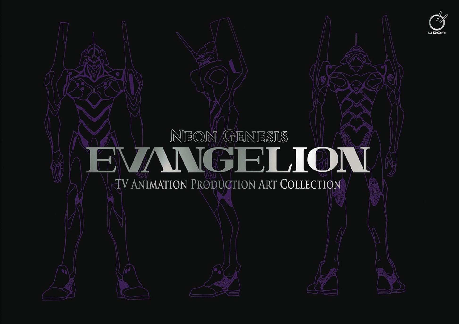 Cover of the book 'Neon Genesis Evangelion: TV Animation Production Art Collection' featuring a stylized, purple-toned illustration of an angel character from the series.