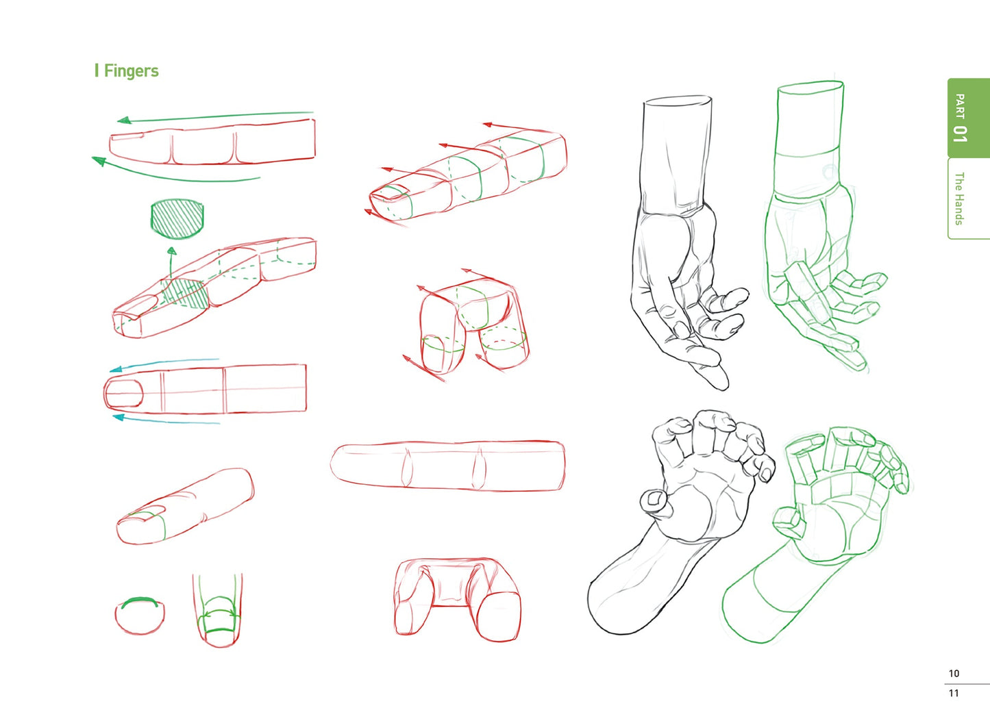 Illustrations of fingers and hands in a step-by-step drawing guide on a white background.