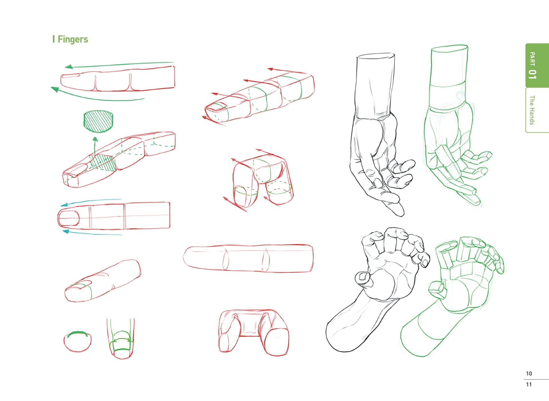 Illustrations of fingers and hands in a step-by-step drawing guide on a white background.