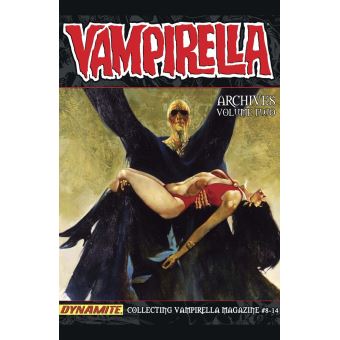 Vampirella Archives Volume 2 comic book cover published by Dynamite, featuring a dramatic illustration of a winged figure carrying a woman against a dark background.