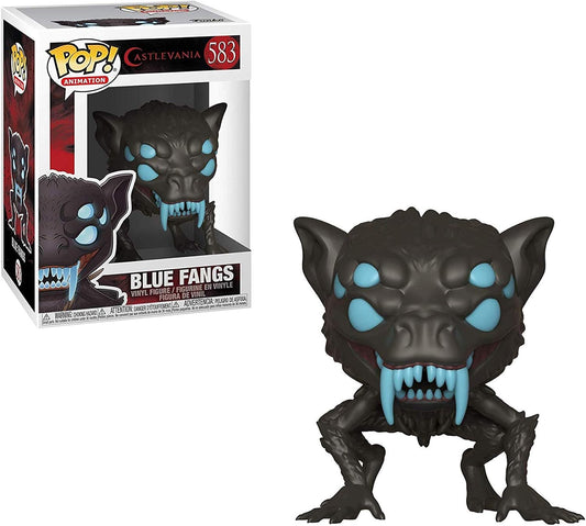 Funko Pop! vinyl figure of a creature with blue fangs next to its packaging