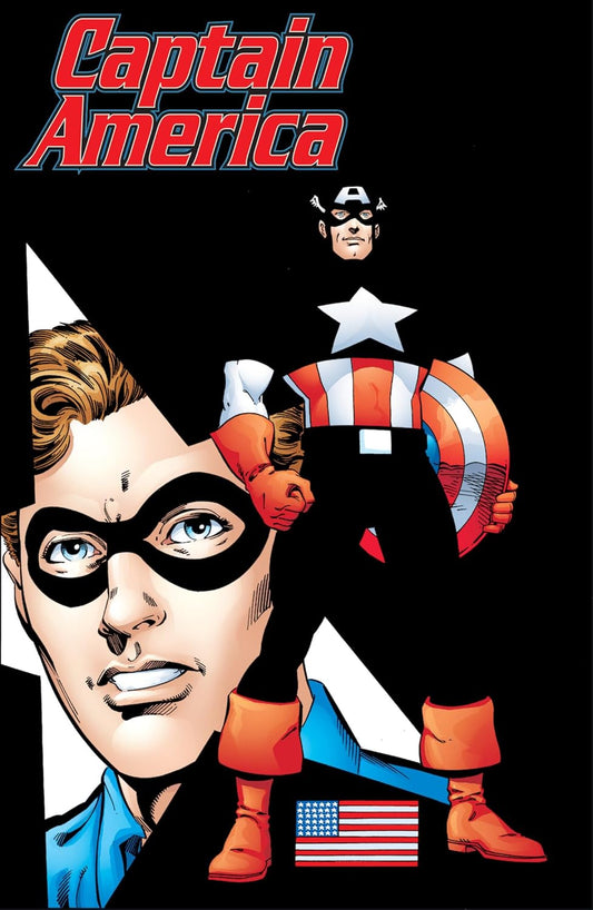 Comic book cover featuring Captain America and a character in a mask with an American flag.
