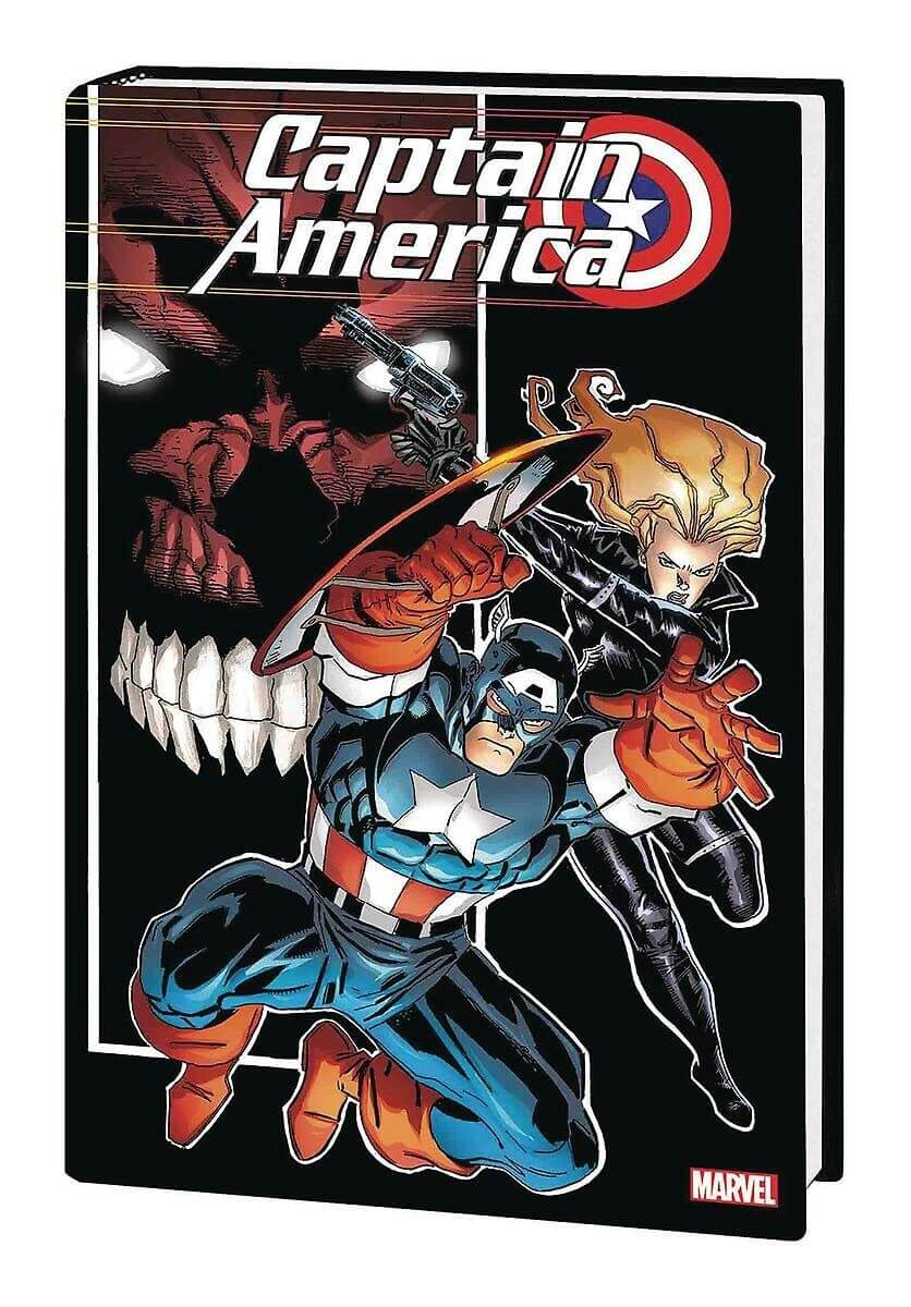 Captain America comic book cover with superhero and villain on a black background