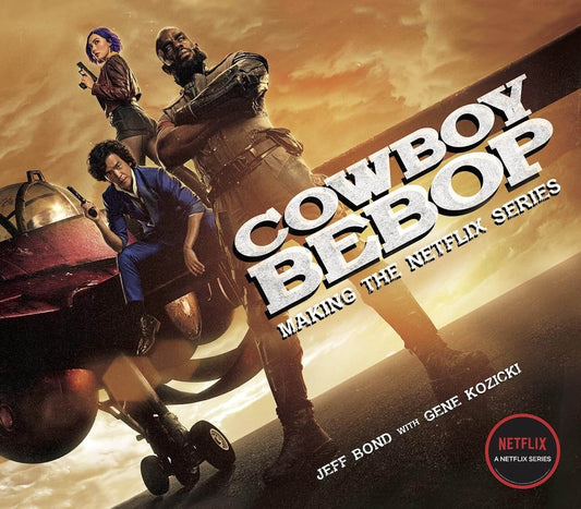 Front cover for 'Cowboy Bebop' with characters and spaceship against a sunset sky.