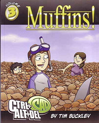 Book cover of 'Muffins!' Volume 3 by Tim Buckley featuring cartoon characters in a field of muffins.