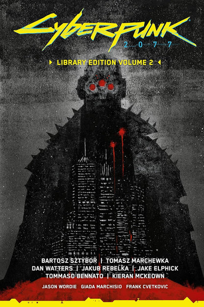 Cover of 'Cyberpunk 2077 Library Edition Volume 2' with a futuristic robot design.