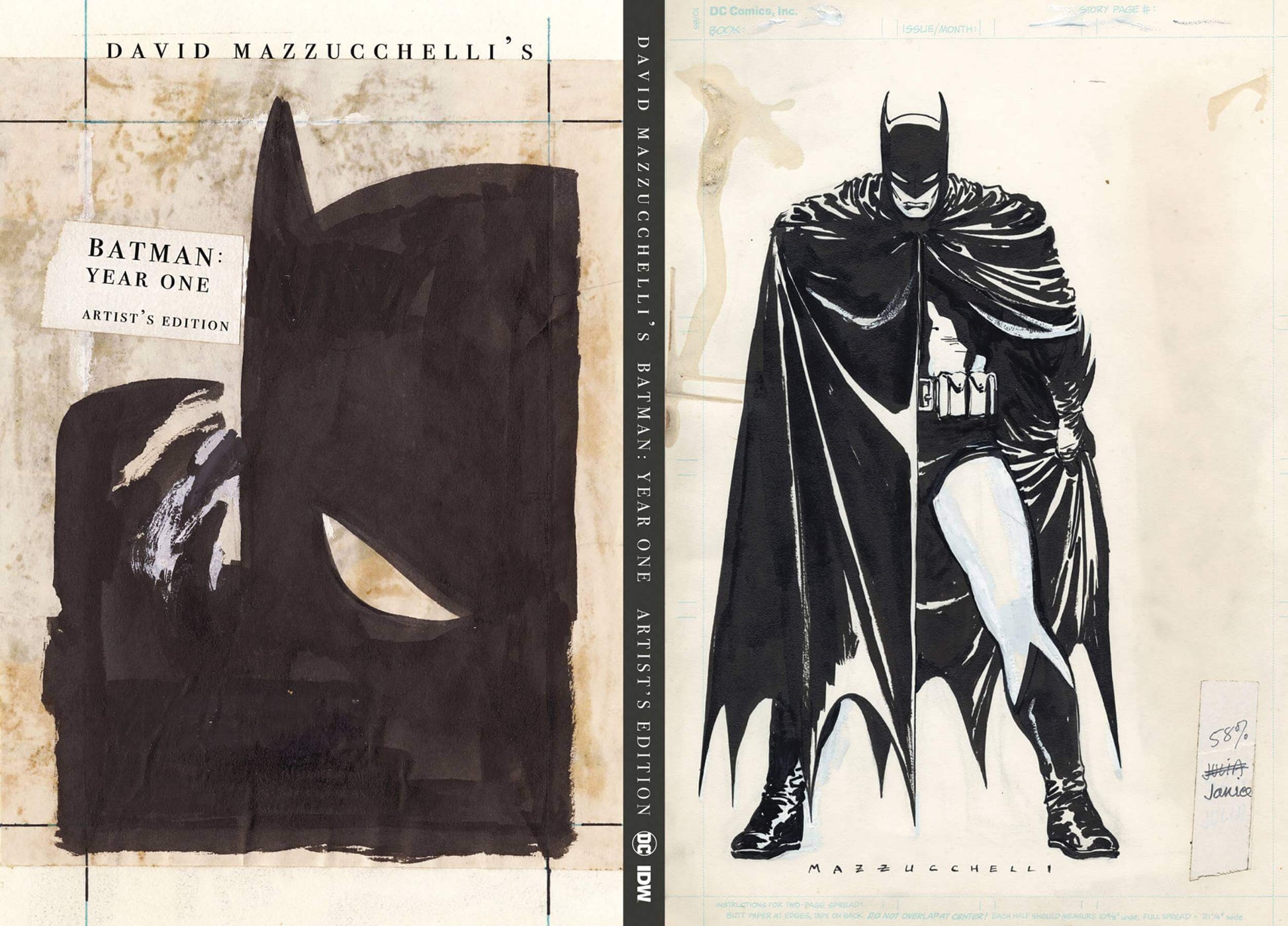 Batman: Year One by David Mazzucchelli with black and white illustrations on a beige background