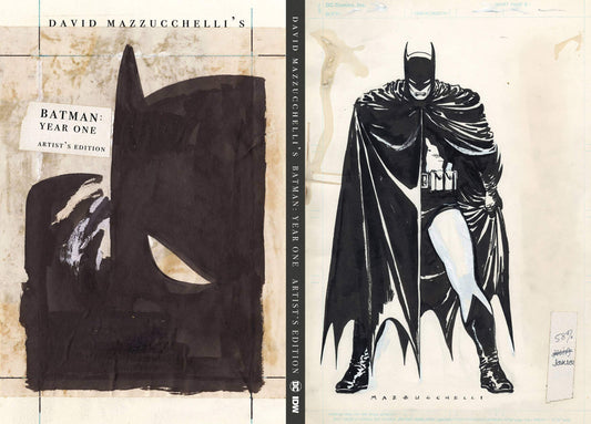 Batman: Year One by David Mazzucchelli with black and white illustrations on a beige background