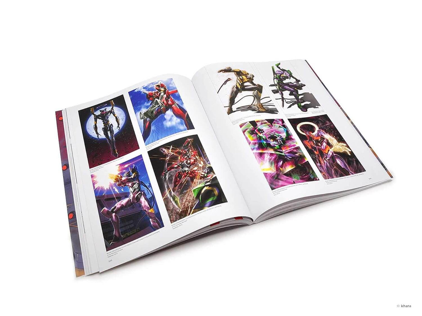 Open book displaying colorful character illustrations on a white background