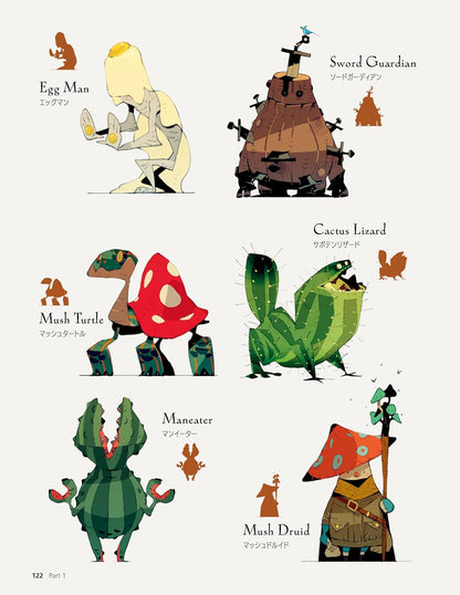 Illustrations of various fantasy creatures with labels on a white background