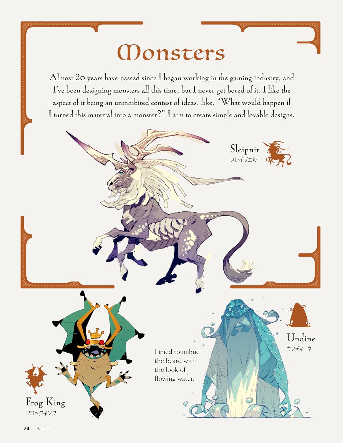 Illustrations of monsters with text on a white background