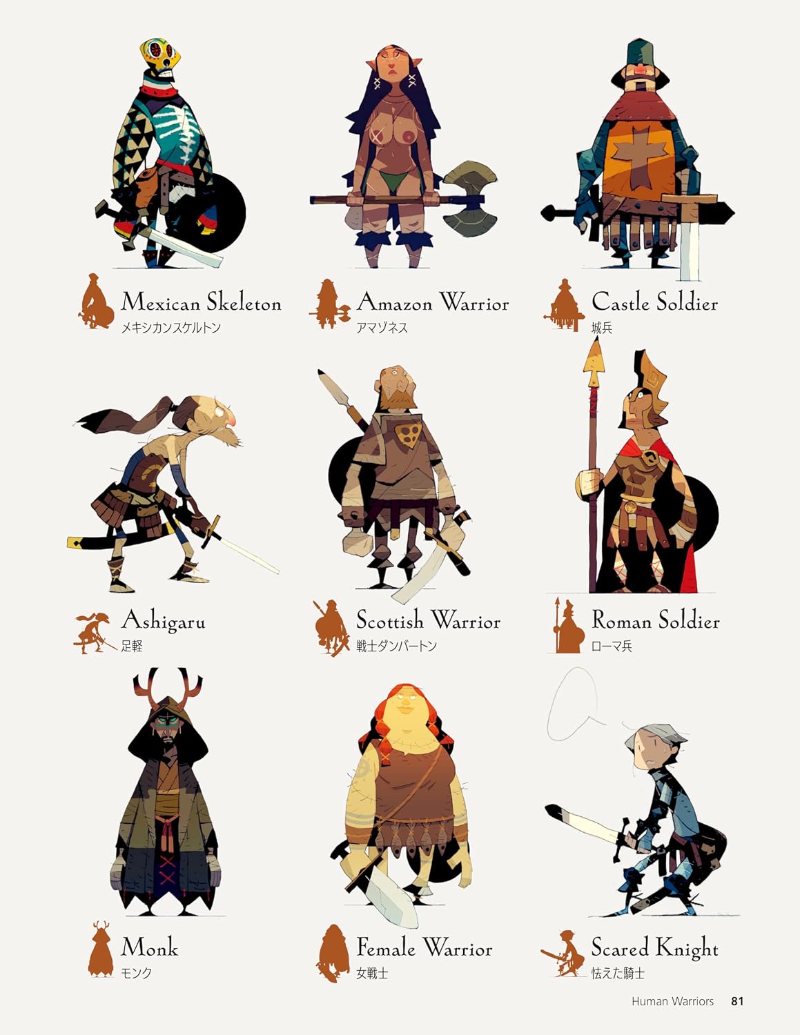 Illustrations of various historical figures with labels and names on a white background