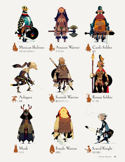 Illustrations of various historical figures with labels and names on a white background