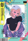 Fashion illustration outfit of the day cover with a girl in a black t-shirt and a cap