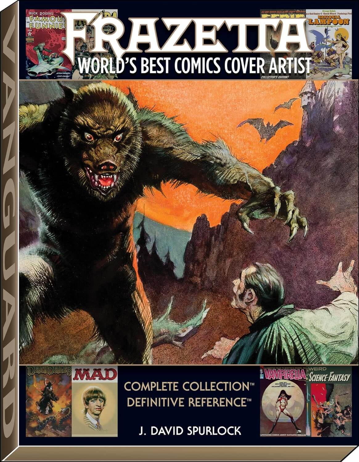 Cover of the book 'Frazetta World's Best Comics Cover Artist' featuring a color illustration of a werewolf.