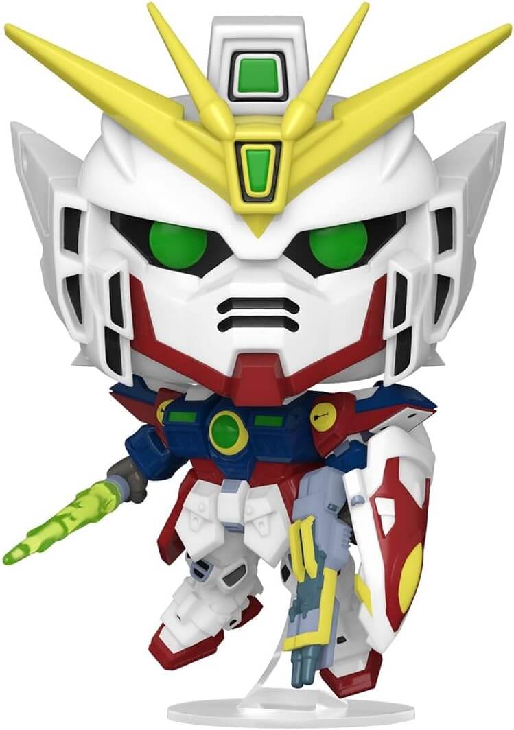 Colorful robot figurine with white, yellow, red, and blue design on a white background