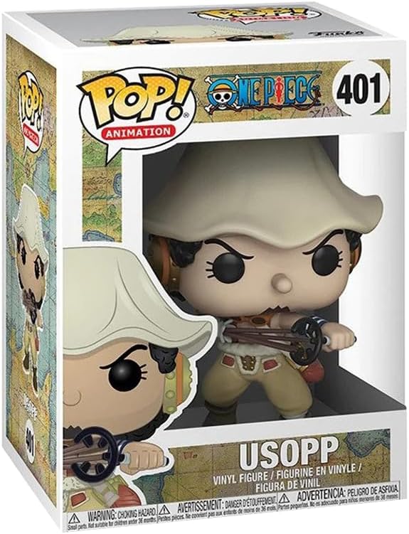 Funko Pop! Animation One Piece USopp vinyl figure number 401 in its original box packaging, featuring the character with his signature hat and sword.