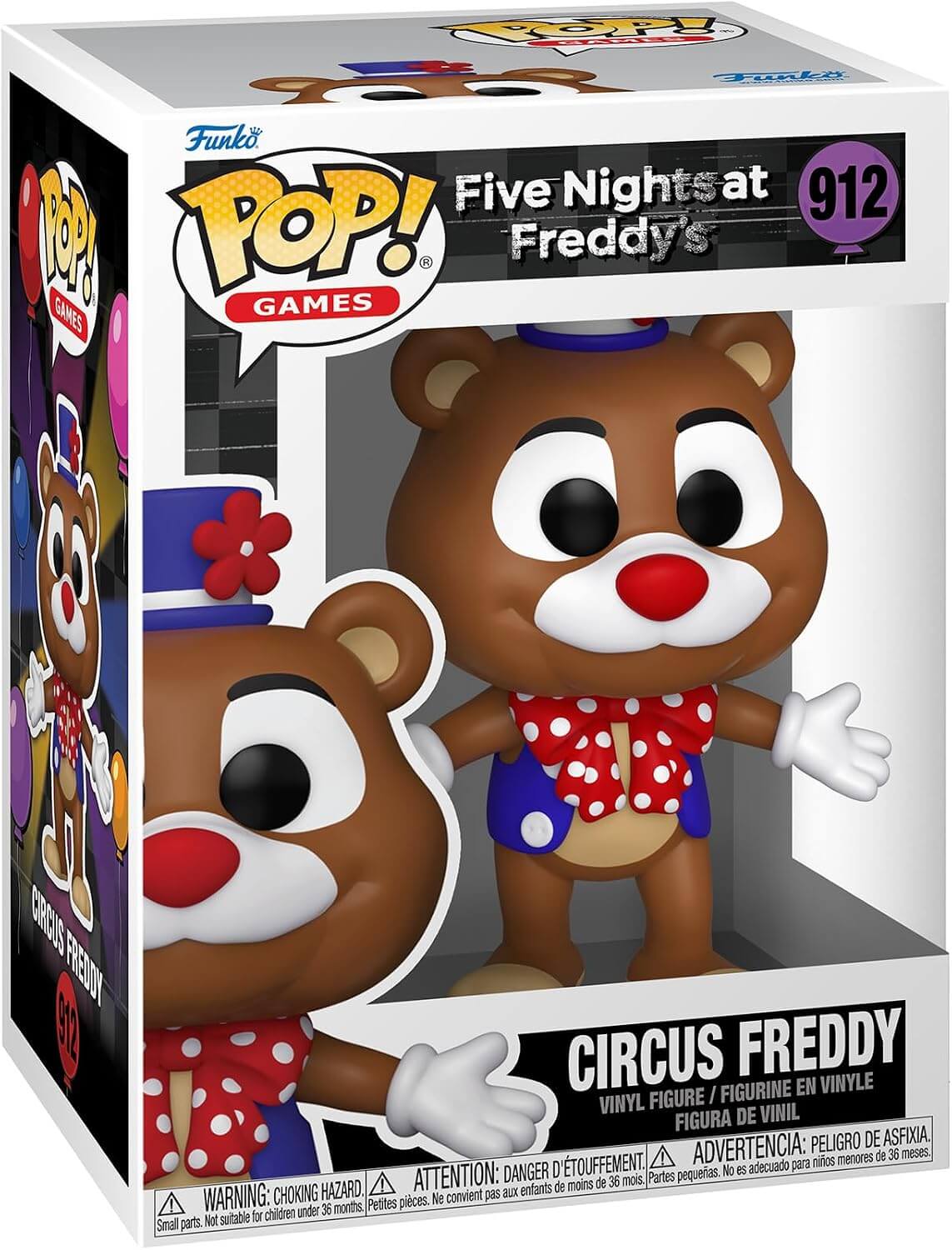Funko Pop! Circus Freddy figure packaging from Five Nights at Freddy's series