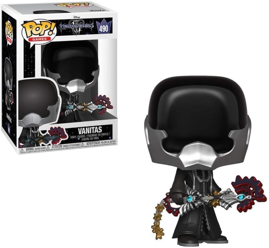 Funko Pop! Games Vanitas vinyl figure shown next to its original window box packaging on a plain white background.