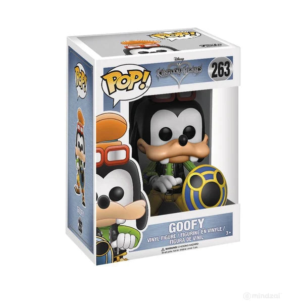 Funko Pop! Disney Kingdoms Goofy vinyl figure number 263, shown in its original window box packaging against a white background.