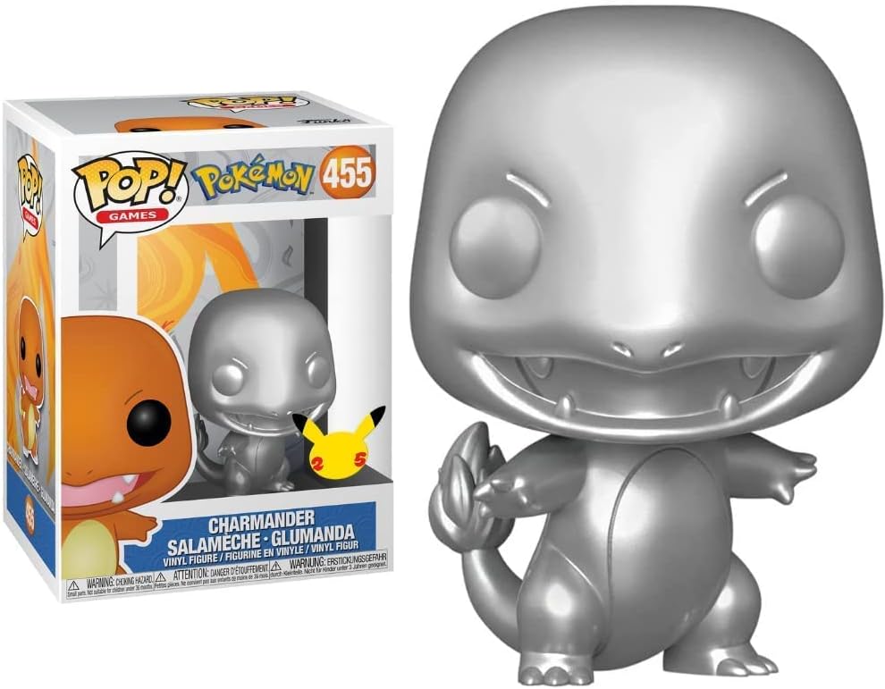 Metallic Charmander Pop! vinyl figure with packaging on a white background
