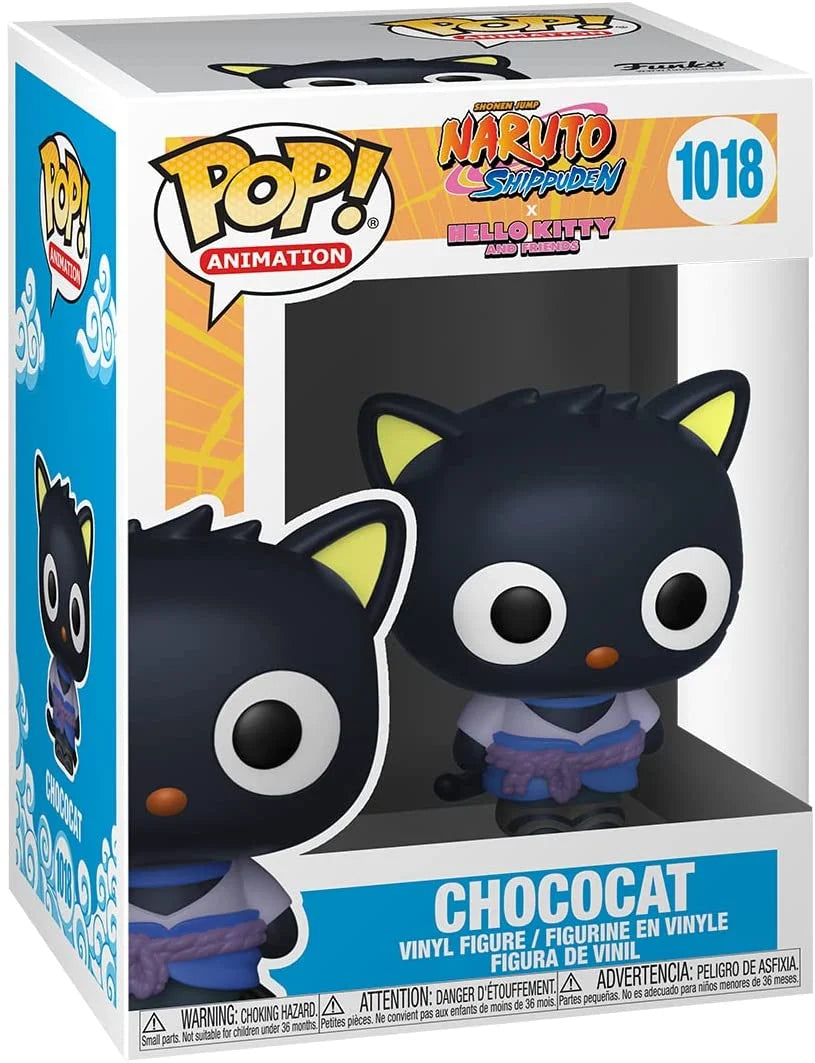Funko Pop! Animation Naruto Shippuden Uchiwa Lady Chococat vinyl figure in its original packaging, featuring the character Chococat in a blue and white gi with yellow inner ears.