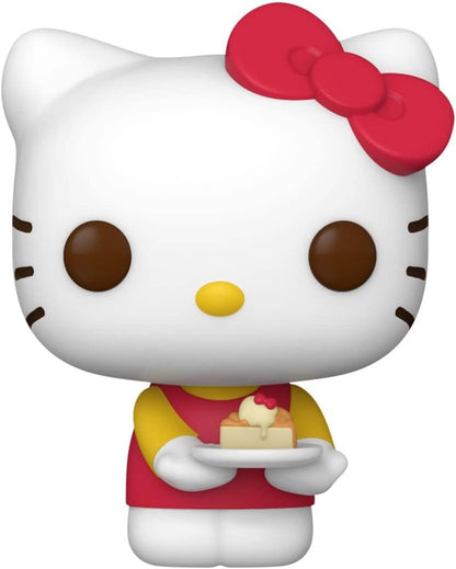 Hello Kitty figurine holding a cake on a white background