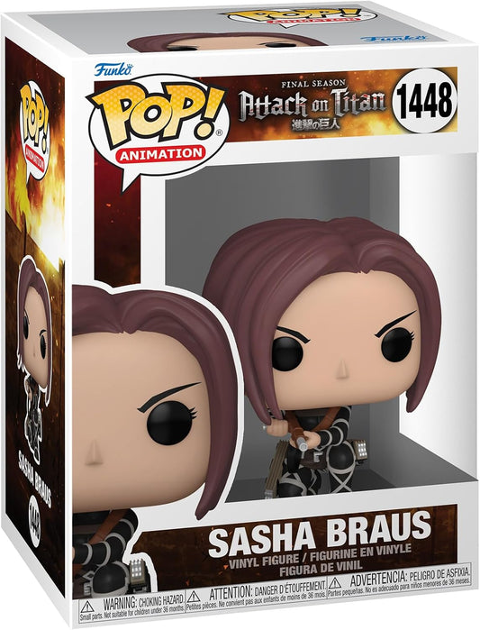 Funko Pop! vinyl figure packaging of Sasha Braus from Attack on Titan
