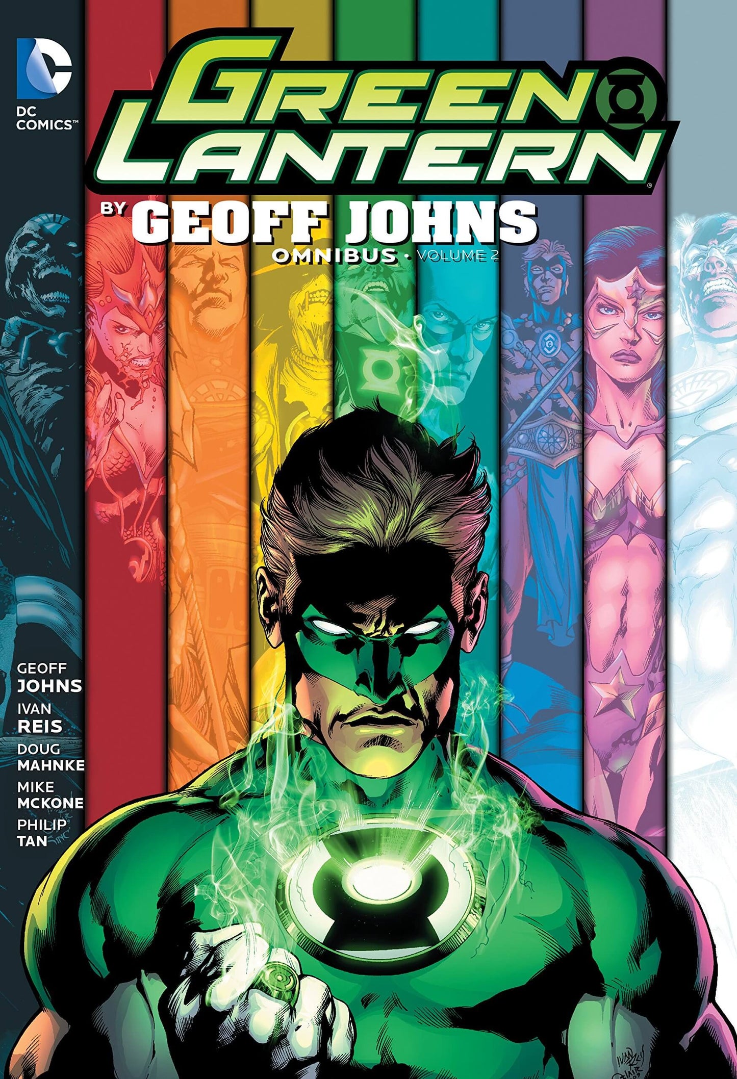 Comic book cover featuring a character in a green lantern costume with colorful background