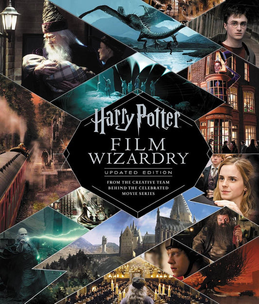 Collage of Harry Potter film scenes with the book title 'Harry Potter Film Wizardry' in the center.