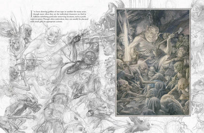 Illustration of a battle scene with detailed characters and a close-up inset.