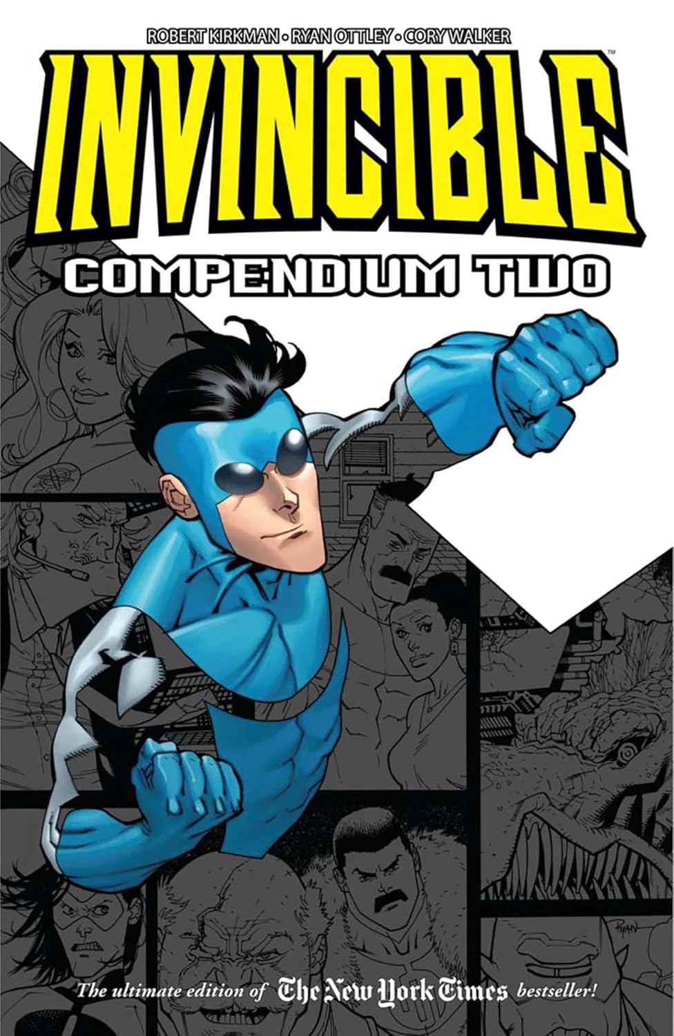 Cover of invincible compendium volume 2 with invincible in blue suit