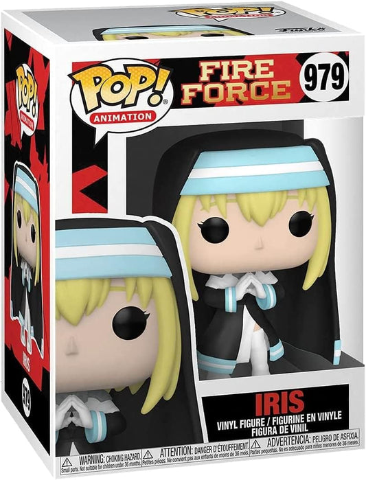 Funko Pop! vinyl figure packaging for Fire Force Iris with box design.