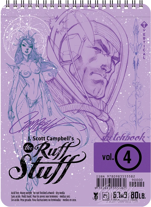 Front cover of the spiral-bound sketchbook 'J. Scott Campbell's The Ruff Stuff vol 4.